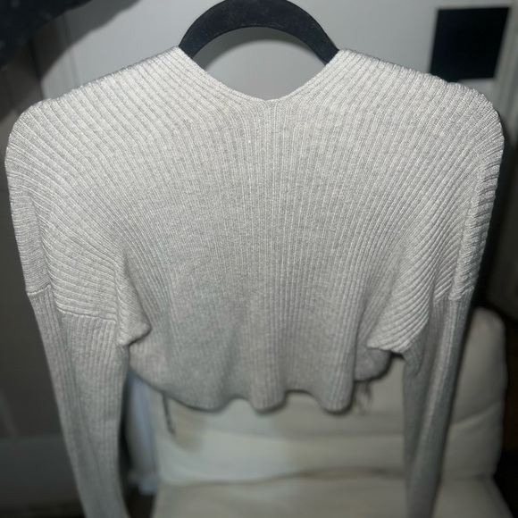 Light Gray Ribbed Cardigan - Picture 2 of 4